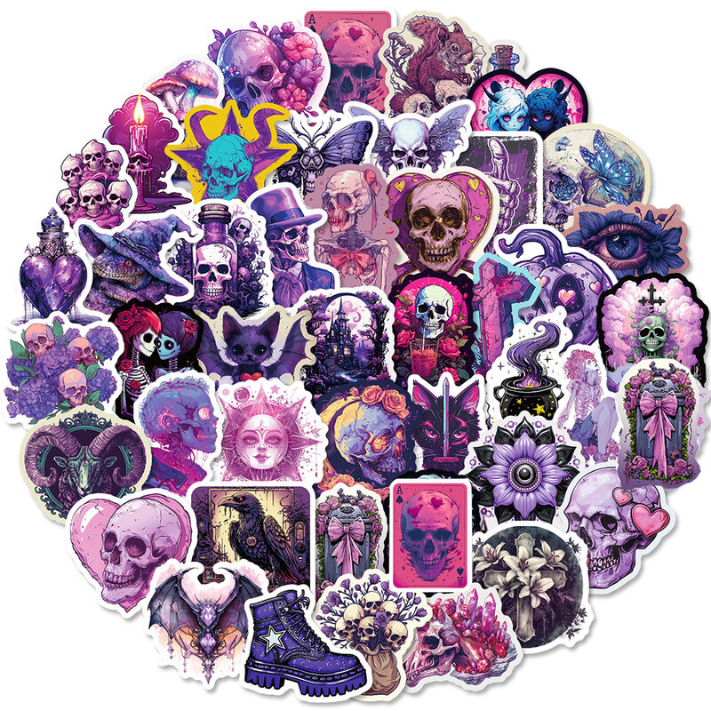 10/30/50szt Horror Purple Gothic Skull Naklejki Dekoracyjne Naklejki Graffiti DIY Etui na telefon Butelka wody Walizka Kreskówka Naklejka