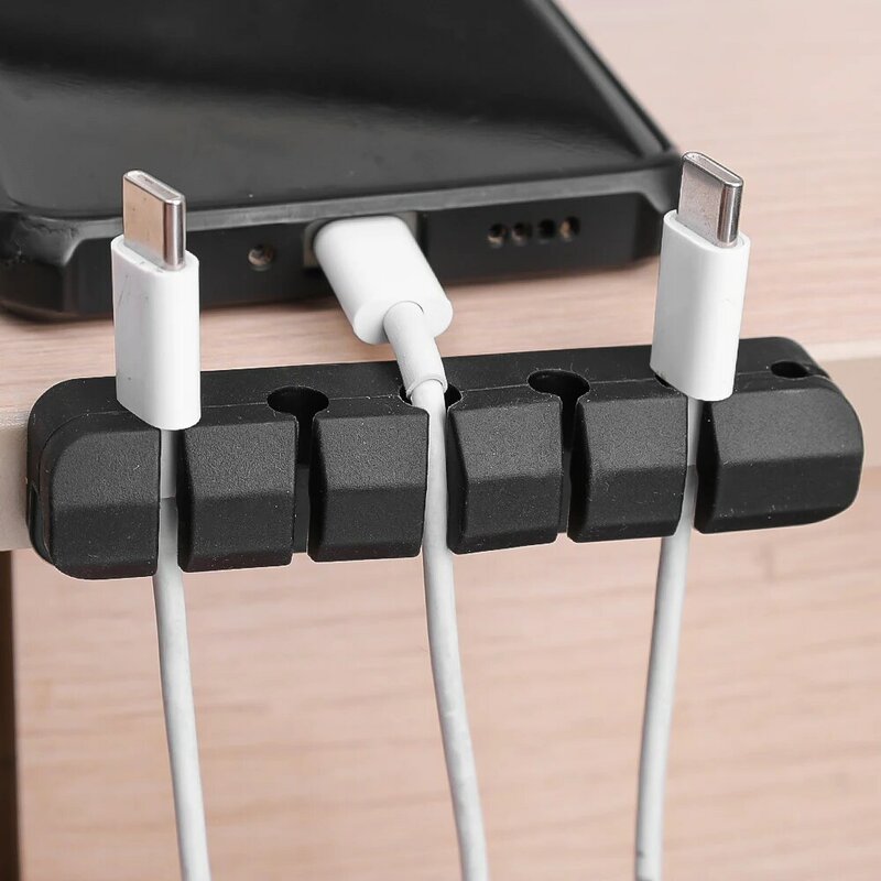 3/5/7Hole Silicone USB Cable Winder Desktop Tidy Management Clips Data Cord Holder for Mouse Headphone Adaoter Wire Organizer