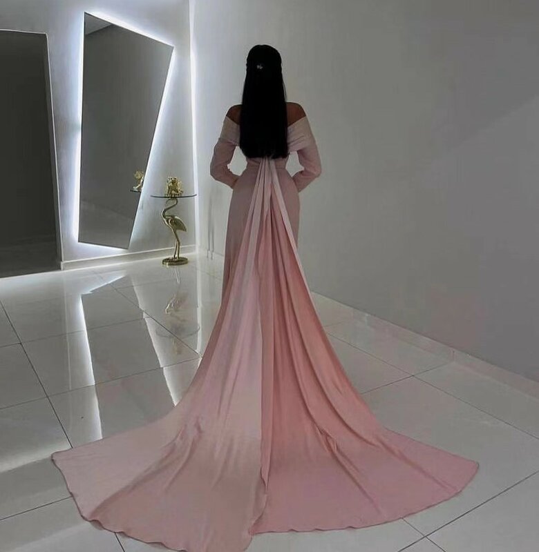 2024 odzież damska Arabii Saudyjskiej z długimi rękawami suknie balowe rozcięcia po bokach suknie wieczorowe powiewa Vestidos Elegantes Para As Mulheres