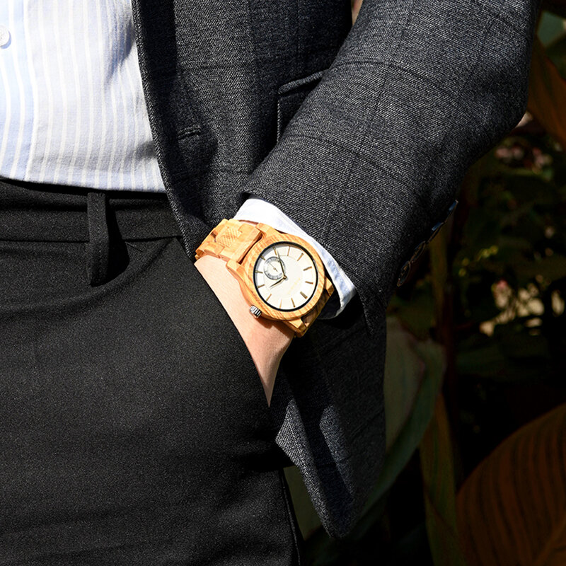 Bobo Birdカスタマイズ可能なメンズ腕時計,木製ケース付きカジュアルクォーツ時計,直送