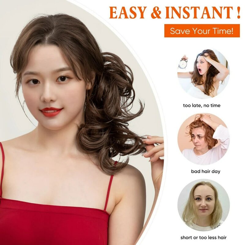 Premium Synthetic Side Comb Clip in Hairpieces Messy Bun Hair Piece Natural Wavy Versatile Adjustable Styles Hairpiece for Women