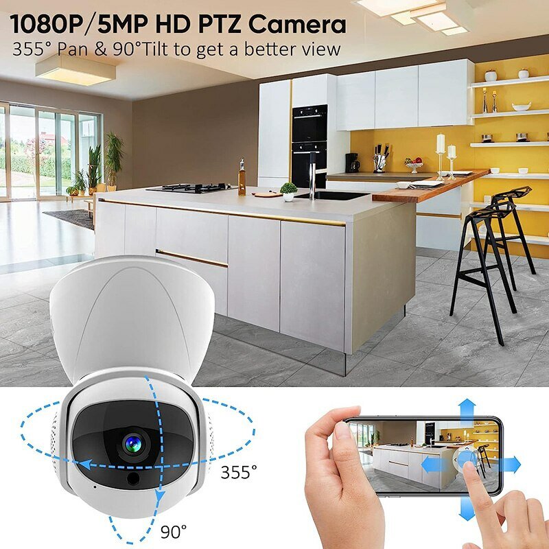 FHD Wifi PTZ camera IP CCTV bảo vệ an ninh giám sát Camera không dây thông minh tự động theo dõi màn hình bé với Google Alexa