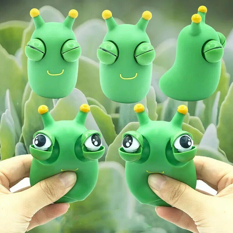 TPR น่ารัก Squishy Stare Cabbageworm ผักแมลงเด็กผู้ใหญ่หยิก Decompression Vent ของเล่น