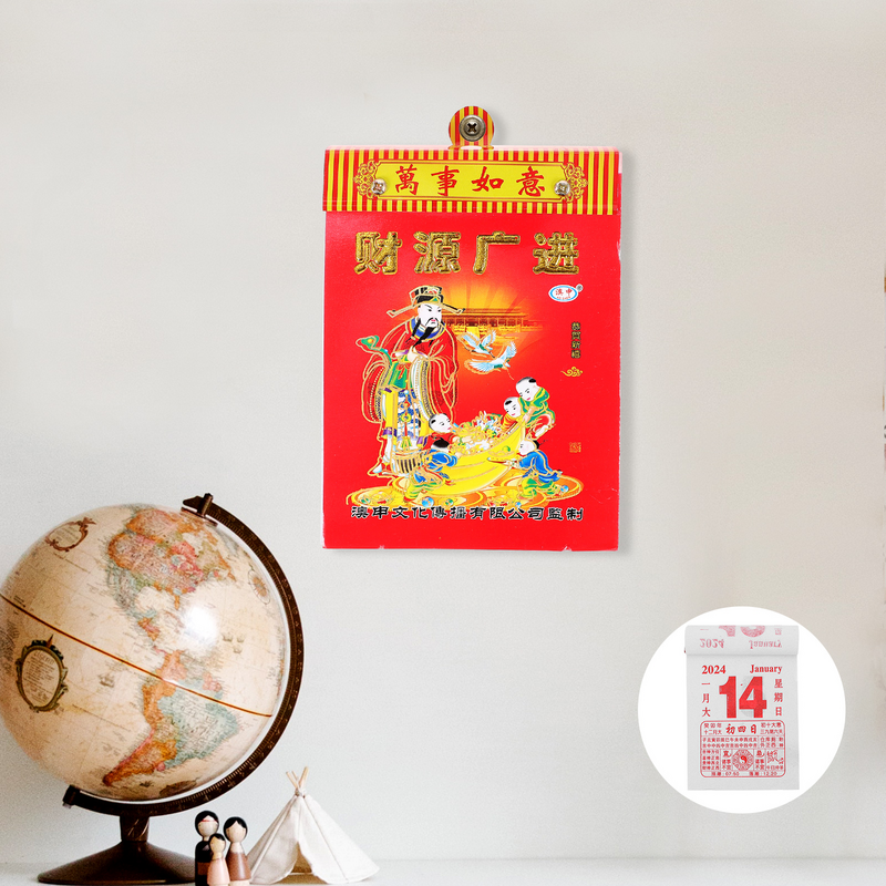 Calendario chino diario de Año Nuevo Chino, calendario de pared Tearable, calendario colgante, calendario Lunar tradicional