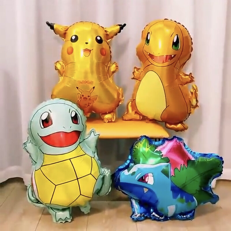 Globos de helio de dibujos animados de Pokémon, suministros para Baby Shower, decoraciones de cumpleaños de Pikachu, suministros de fiesta de globos de aluminio, regalos para niños