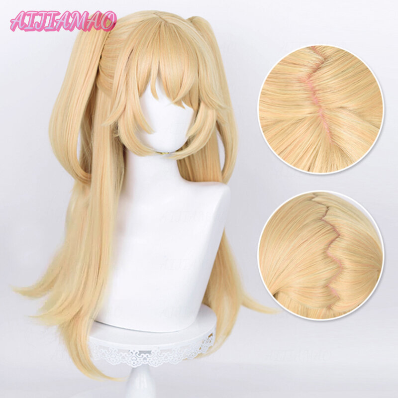 Nuovo! Parrucca Cosplay fiscl parrucca fiscl lunga 65cm capelli dorati parrucche sintetiche resistenti al calore per feste Cosplay Anime