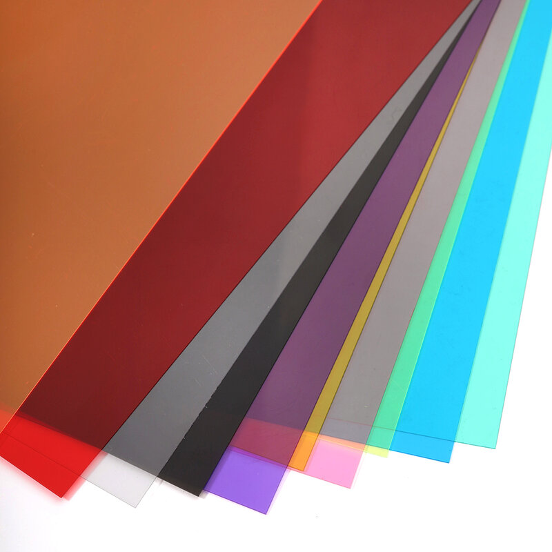 Película transparente A4 de 0,3mm, filtro de luz de Gel rojo/amarillo/azul/verde, hoja dura, hoja de Color transparente multifunción de PVC, venta al por mayor