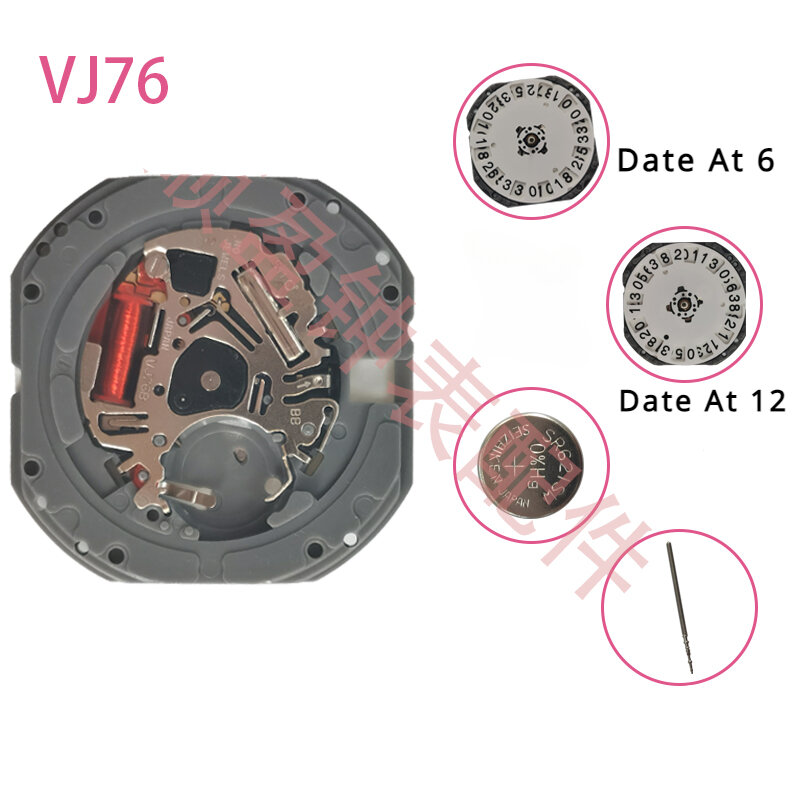 Nowy oryginalny japoński VJ76B ruch VJ76 mechanizm kwarcowy 3 ręce akcesoria do zegarka