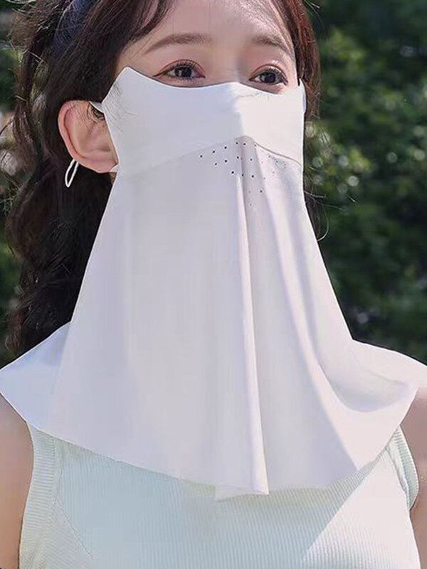 Mascarilla facial desmontable de seda de hielo para mujer, máscara de protección solar, antiultravioleta, transpirable, de verano, nueva