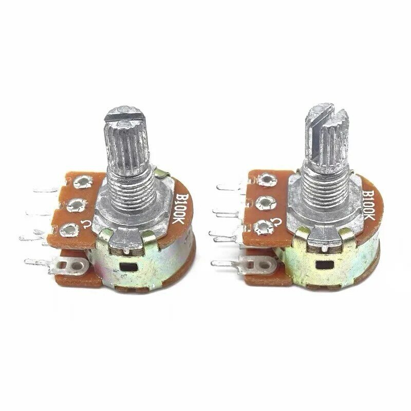 5pcs WH148 B1K B2K B5K B10K B20K B50K B100K B500K 3Pin 6Pin15mm Shaft Amplifier Dual Stereo Potentiometer