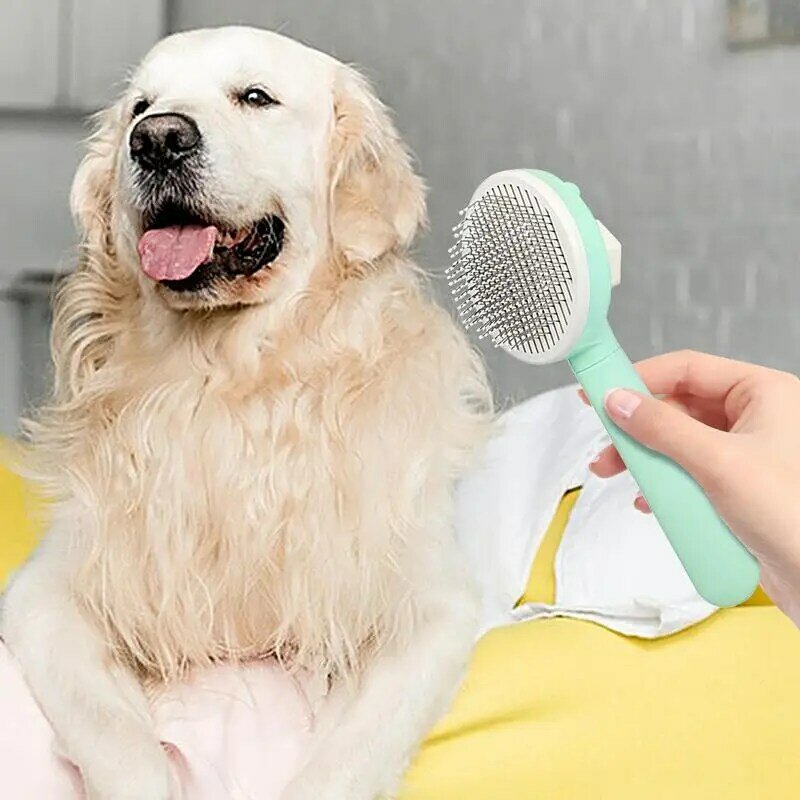 Slicker Bürste für Katzen tragbare automatische Haaren tfernung Kamm flexible Hund Schuppen bürste mit Entriegelung knopf Haustiere Zubehör
