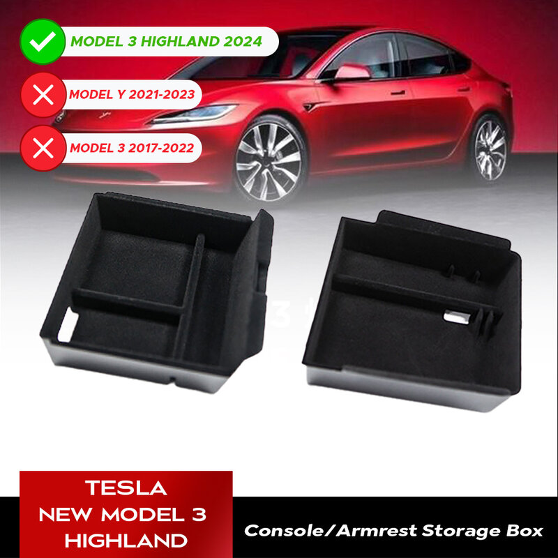 Voor Tesla Model 3 Hoogland 2024 Console Armsteun Opberger Interieur Opbergdoos Organizer Interieurvervanging Accessorie