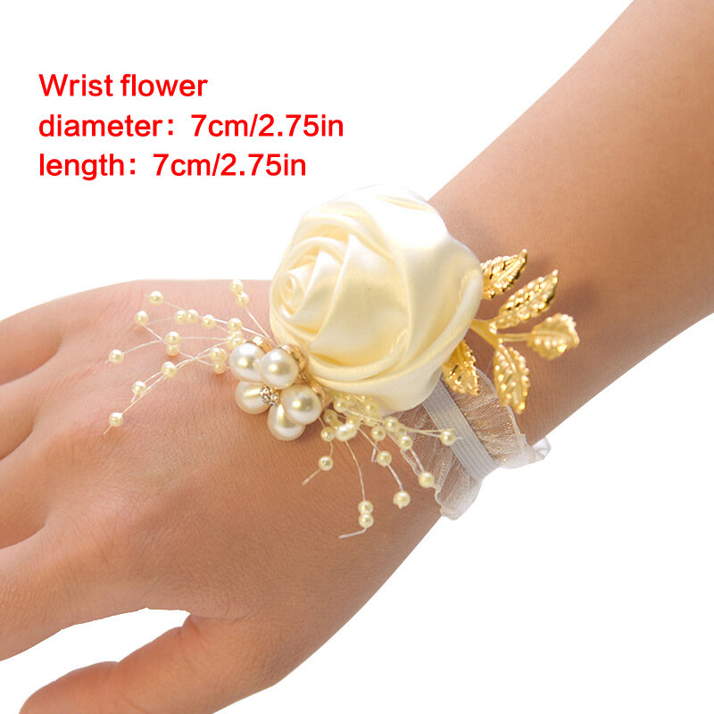 Свадебный браслет на запястье, искусственная роза, цветок, женский браслет для подружки невесты, ювелирные изделия