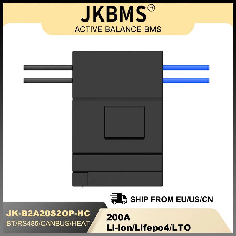 JKBMS B2A20S20P 2A 밸런스 전류 BMS 200A BT 히트 캔 8S-20S 36V 48V 60V 리튬 이온 LTO 배터리, Lifepo4 배터리 저장 블루투스