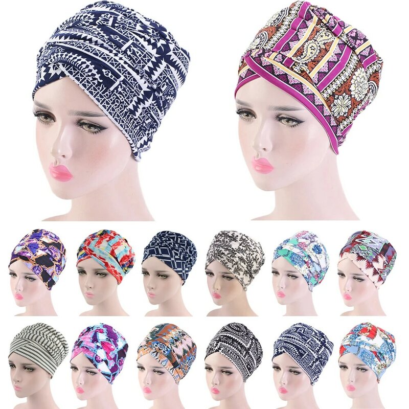 Frauen Multi-farbe Nutzung Turban Afrikanische Druck Lange Kopf Wrap Kopftuch Geometrische Design Kopf Schal Bandanas Haar Zubehör