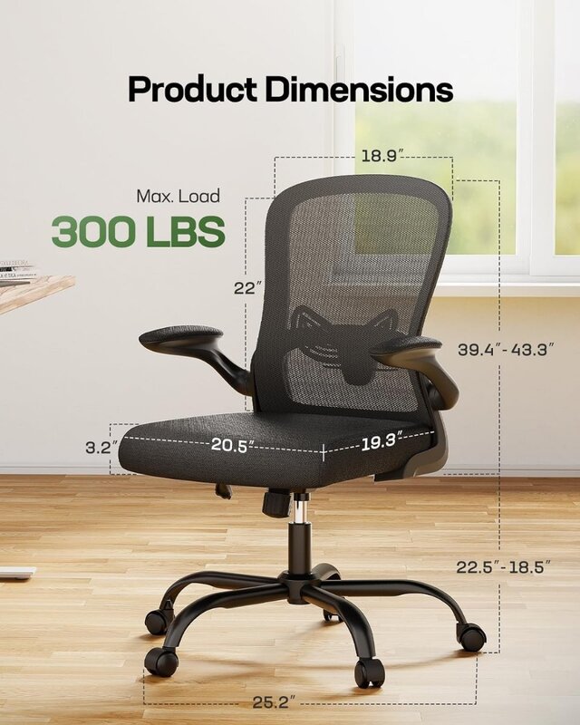 Marsail silla de oficina ergonómica, asiento de escritorio con respaldo de malla, soporte Lumbar ajustable, para el hogar