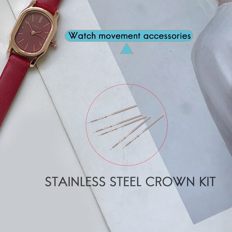 5Pcs Movement Watch Steel Stem Crown Kit Watch of Parts NH35 NH36 NH38 NH39 Movement Watch Stem Spare Parts