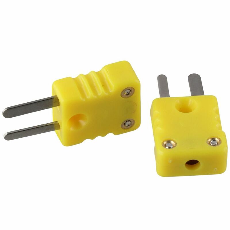 2Pcs -200-1300℃ K Type Thermocouple Connector Plastic Yellow Adapter Plugs for Thermocouple Mini Male Plug