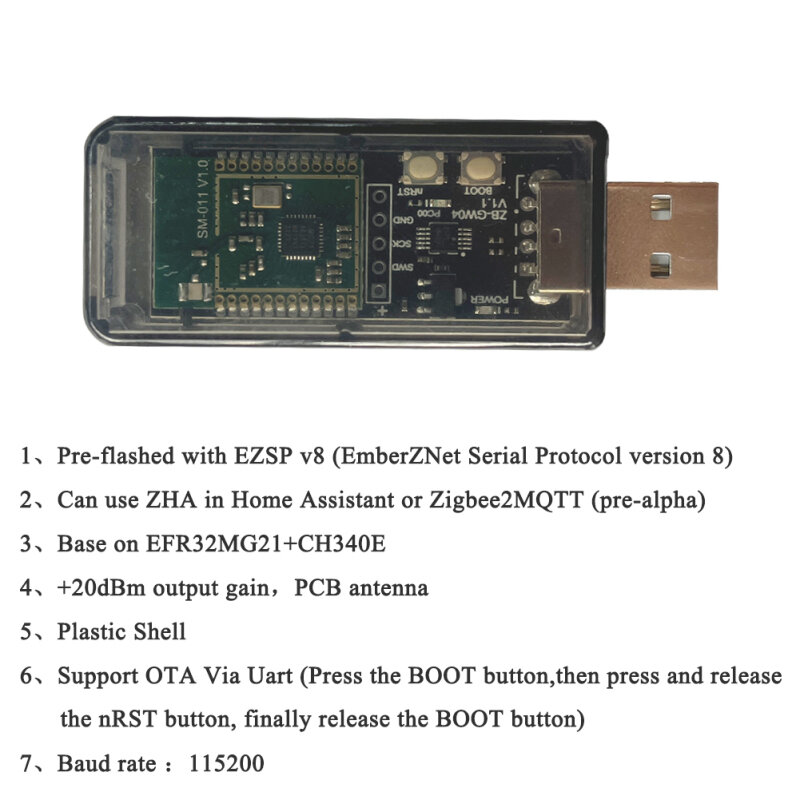 3.0 ZB-GW04 Silicon Labs EFR32MG21มินิ USB เกตเวย์สากลโอเพนซอร์สฮับ USB ดองเกิล