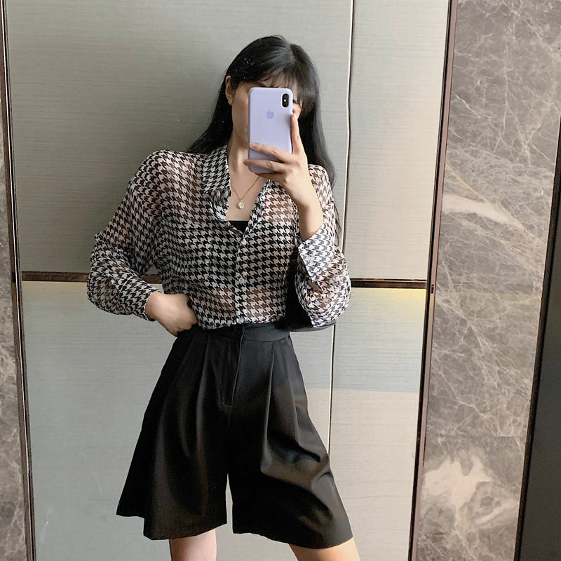 Elegante Mode Harajuku Slim Fit weibliche Kleidung locker lässig alle Match Tops Frauen gedruckt Knopf Strickjacke Langarm Blusa