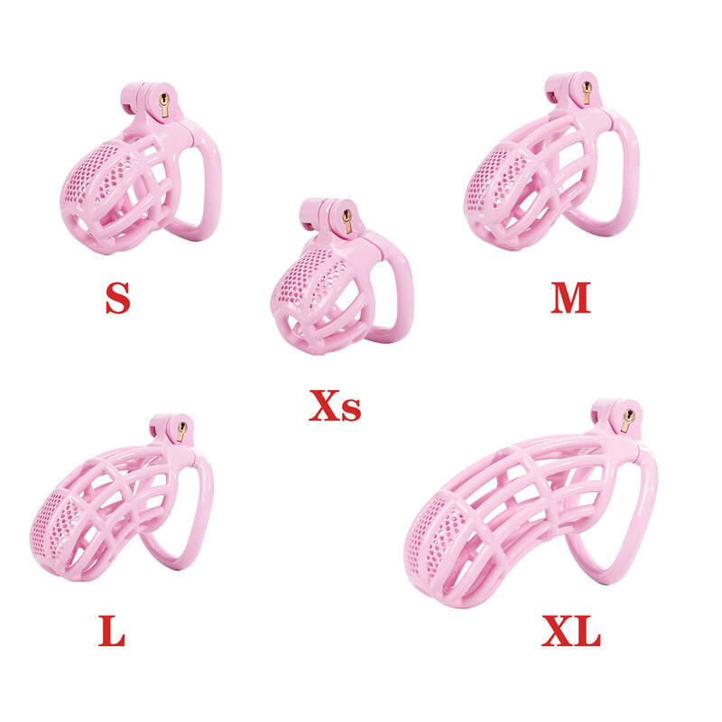Sissy-Ceinture de chasteté imprimée en 3D pour hommes avec 4 anneaux de périphérie, serrure à pénis, jouets roses pour adultes