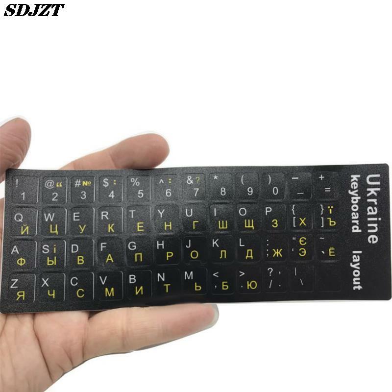 Ukraine Language Ukrainian Keyboard Sticker  Durable Alphabet Black Background White Letters for Universal PC Laptop