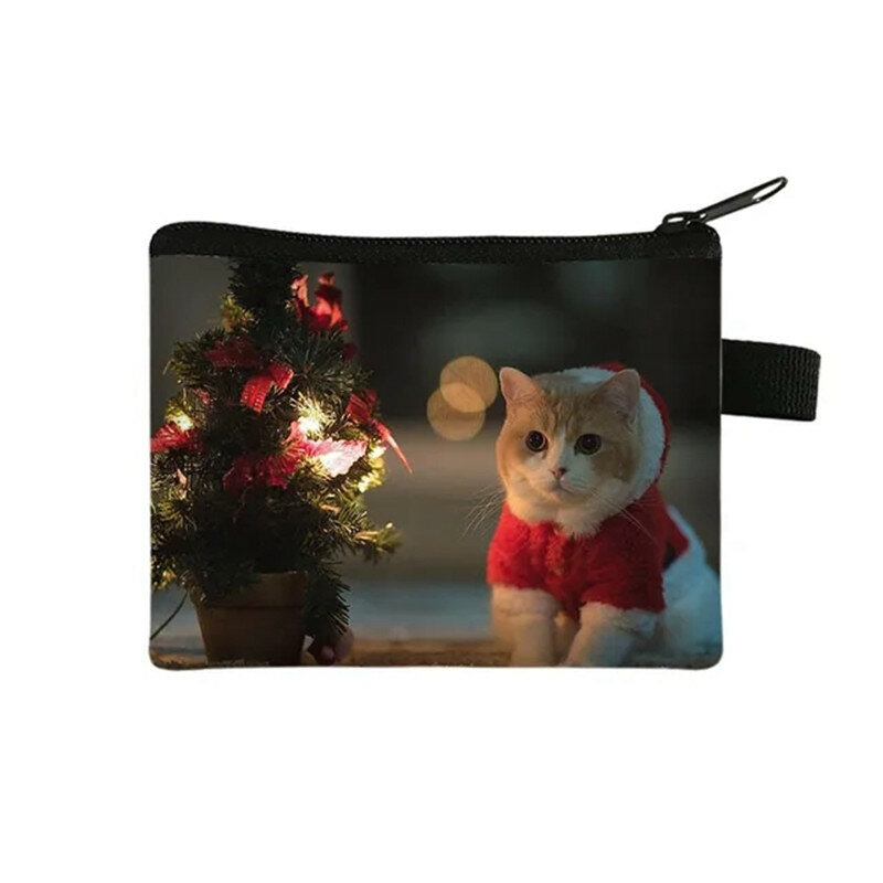 Счастливого Рождества, кошелек с животными, кошелек для мелочи, милая собака/кошка/хомяк, кошелек для кредитных карт, женская сумка для гигиенических салфеток, подарочная сумка