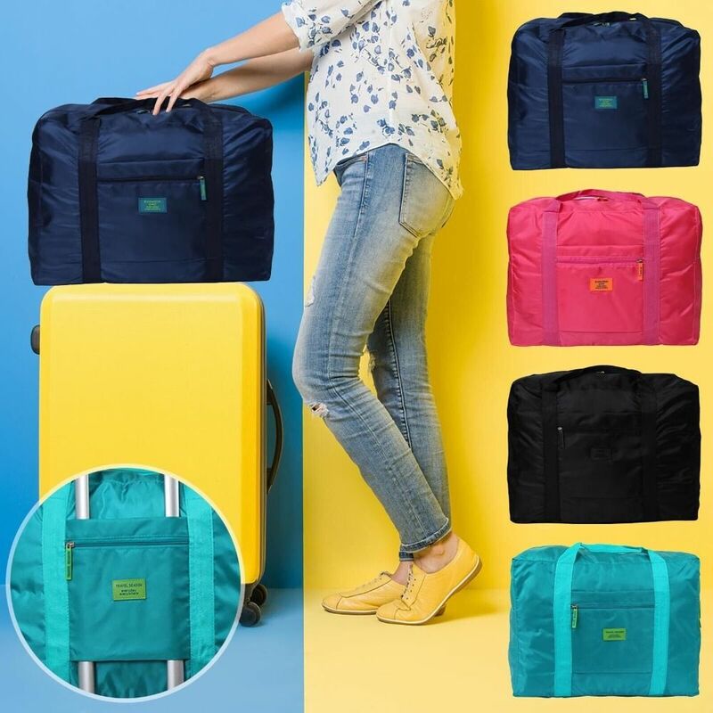 Bolsa de equipaje de viaje de nailon portátil, bolso de Fitness plegable ligero, gran capacidad, agarre de mano, bolsa de almacenamiento de ropa
