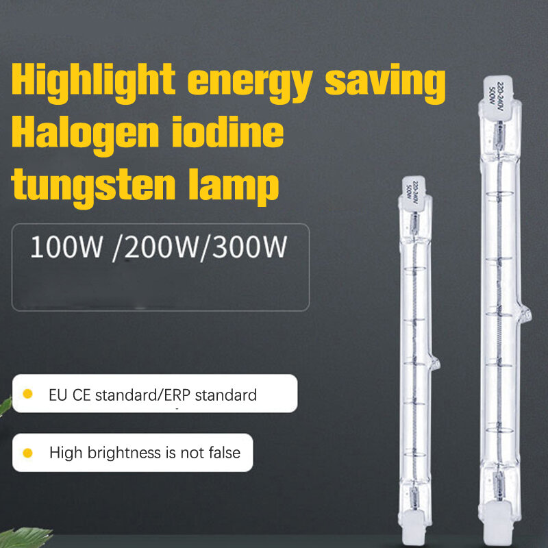 1pc 100/200/300w lâmpada halógena 118mm duplo terminou linear r7s halogênio lâmpada ac230v decoração do agregado familiar r7s halogênio lâmpada