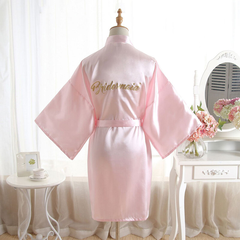 Jubah wanita Satin seksi ultra-tipis baju tidur gaun pagi pengantin wanita pernikahan pengiring pengantin Kimono jubah mandi Lingerie pendek longgar