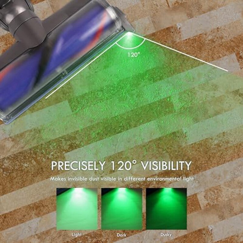 먼지 감지기 조명, 진공 LED 조명 부착물, 녹색 LED 조명, 가전 액세서리, 진공 청소기 헤드 액세서리