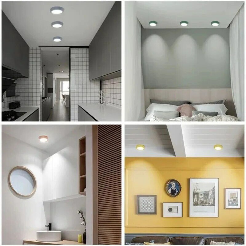 Luz descendente LED ultrafina montada en superficie, 3W5W7W9W12W15W, moderna y colorida, iluminación para el hogar, AC220V