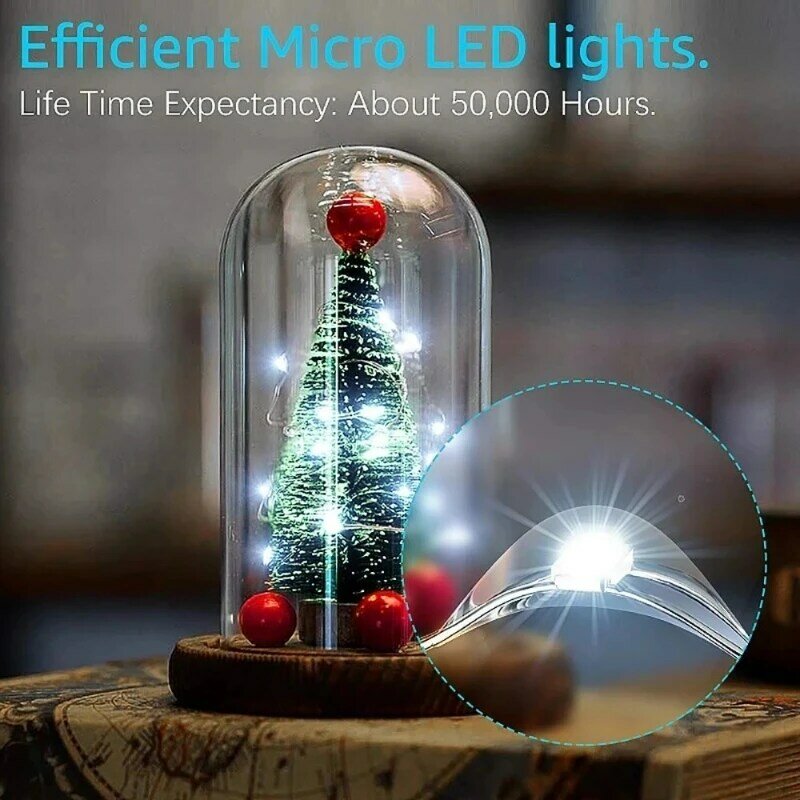 Lampu setrip LED dekorasi pesta Natal, lampu setrip bercahaya LED untuk dekorasi pesta pernikahan, lampu setrip kawat tembaga USB bentuk bintang