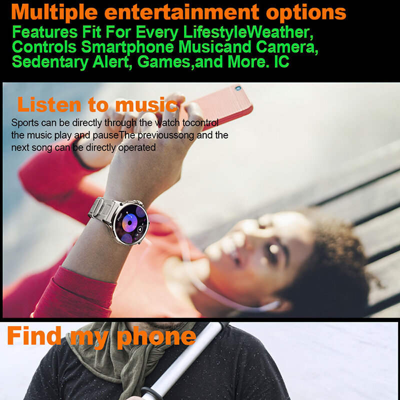 Smartwatch Ultra HD com GPS Track, Chamada Bluetooth, 710 mAh Bateria Grande, 400 + Dial, Adequado para Huawei, Xiaomi, 1.85 ", Novo