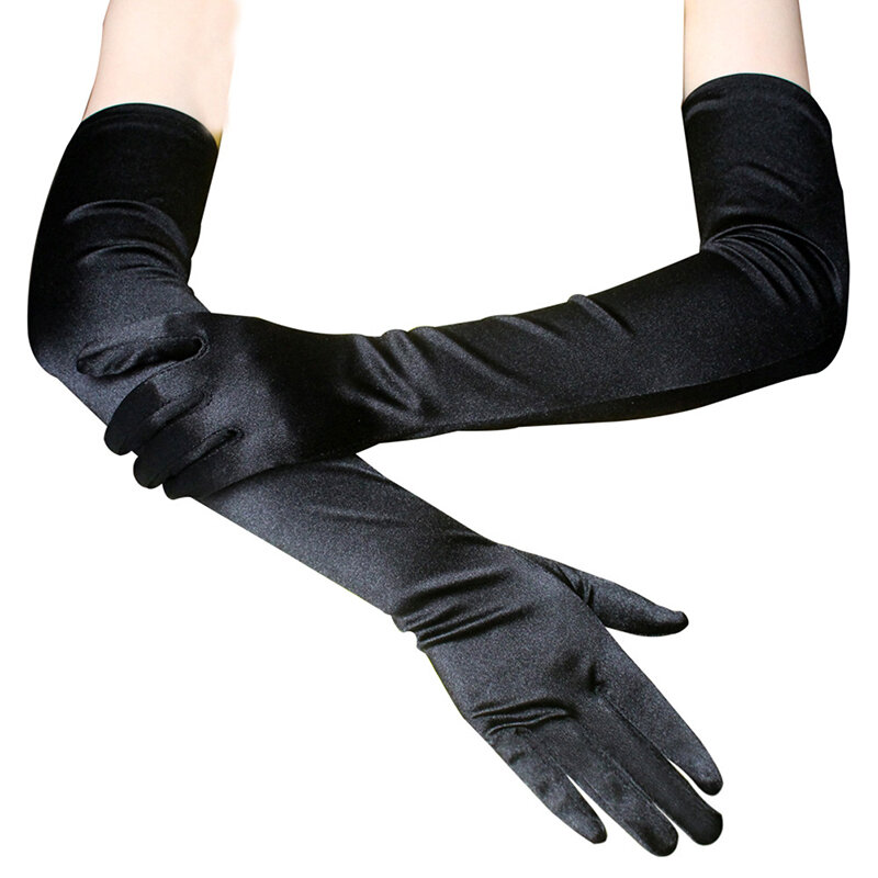 1 para kobiety aksamitne długie jesienne zimowe ciepłe suknie wieczorowe etykiety rękawiczki w stylu Retro bankiet akcesoria elastyczność