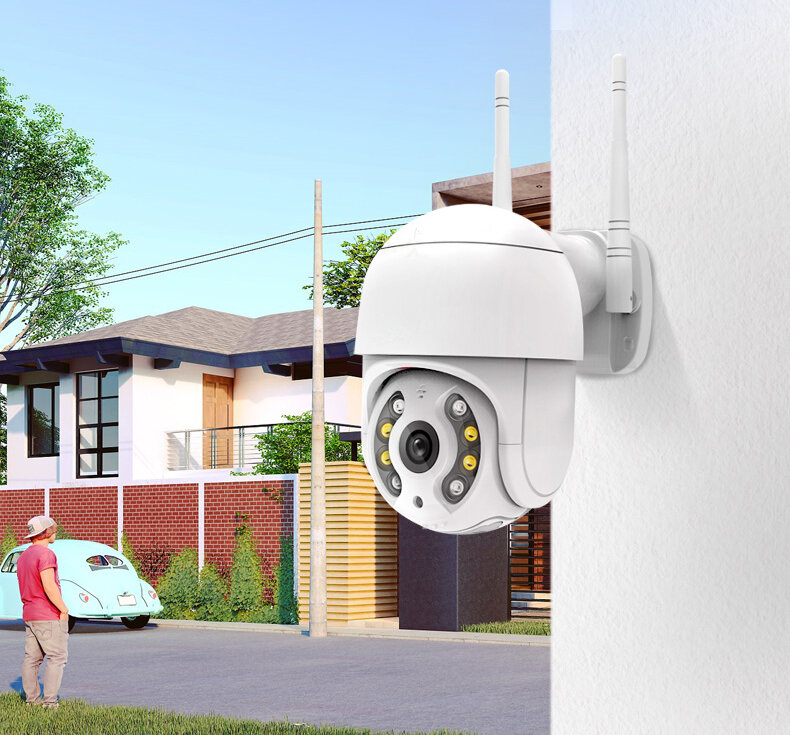 Caméra de surveillance extérieure PTZ IP Wifi hd 2MP/1080P, dispositif de sécurité sans fil, avec suivi automatique et Zoom numérique x4, port SD et Audio P2P, 64/128 go