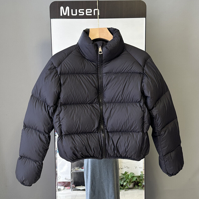 Fdfklak 여성용 지퍼 재킷, 짧은 2023, 겨울 스탠드업 코튼 퀼트 재킷, 솜털 오버코트, 신제품