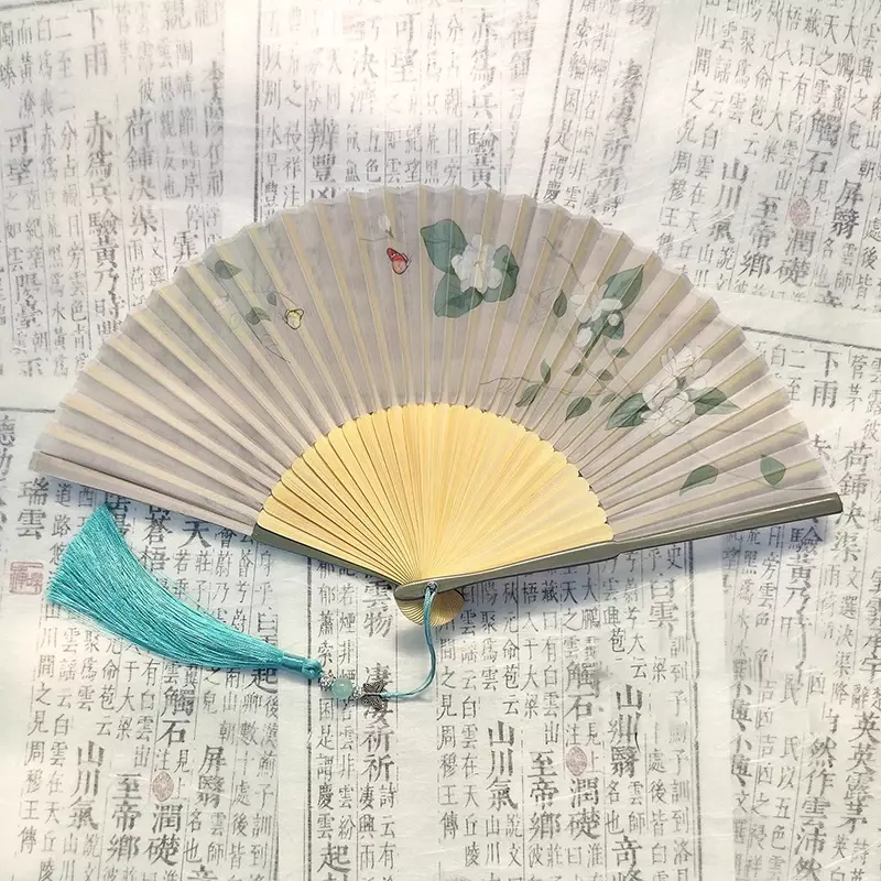 Kipas lipat Festival tangan lucu kipas lipat pribadi Tiongkok lipat dekorasi bambu portabel Ventilador Portatil