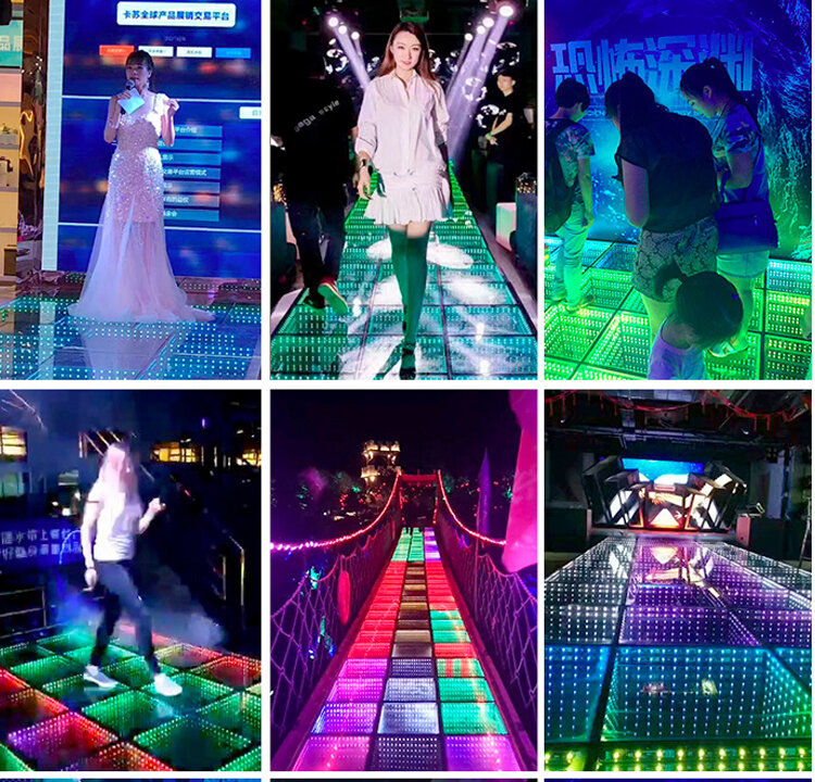 ポータブル3D LEDダンスフロア,無限ミラー,ステージ効果,結婚式,バーショー,パーティー,20ピース/ロット
