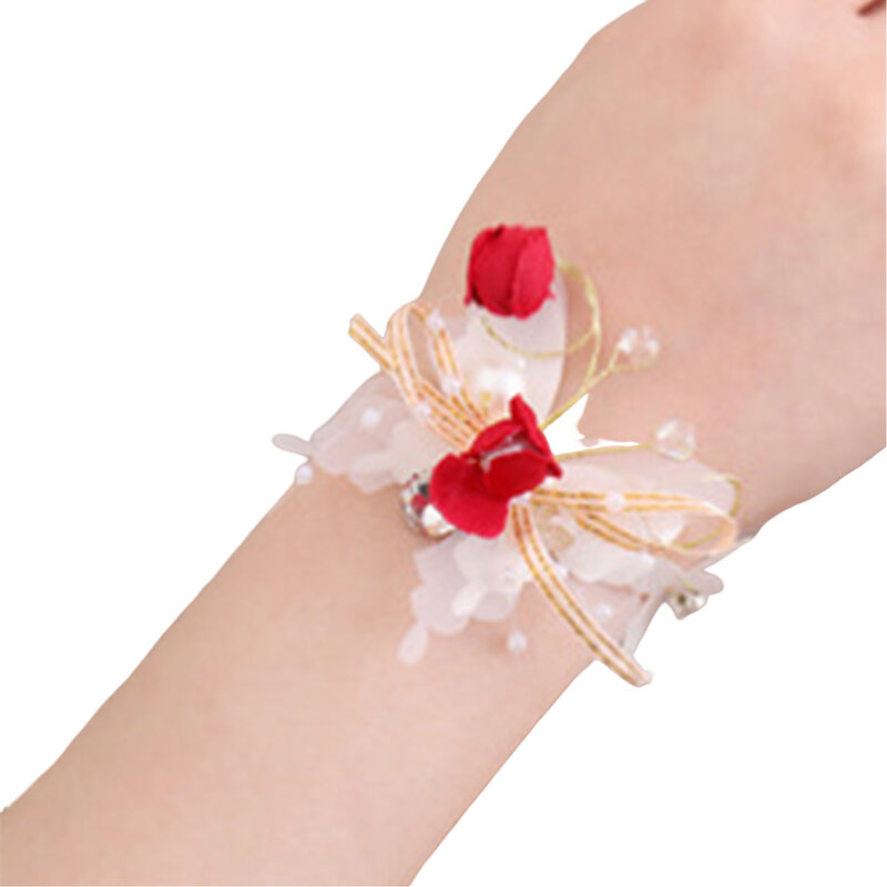 Wedding Wrist Corsage Bracelet Handmade Artificial Bride Wrist Flower Bracelet for s Wedding Festival