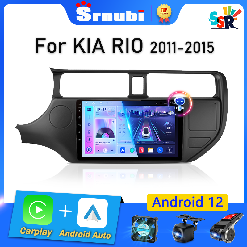 Srnubi 기아 K3 리오 2011 2012 2013 2014 2015 멀티미디어 플레이어, 안드로이드 12, 카플레이 스테레오, GPS, 와이파이, DVD 스피커, 2 딘
