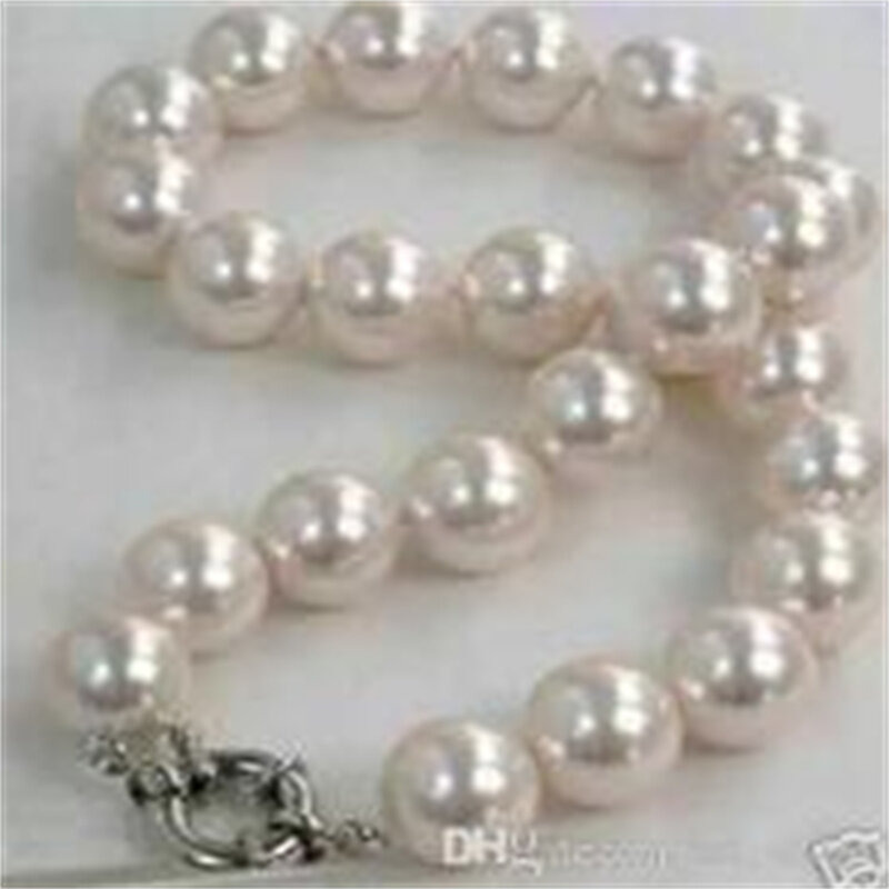 Hermoso collar de perlas concha de mar blanco de 12MM 18 "k53