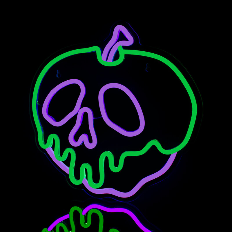 Skull Apple Neon Sign LED Lights USB powered For Kids Room Haunted House Bar Decor Halloween Party Wall Art Logo Decoration