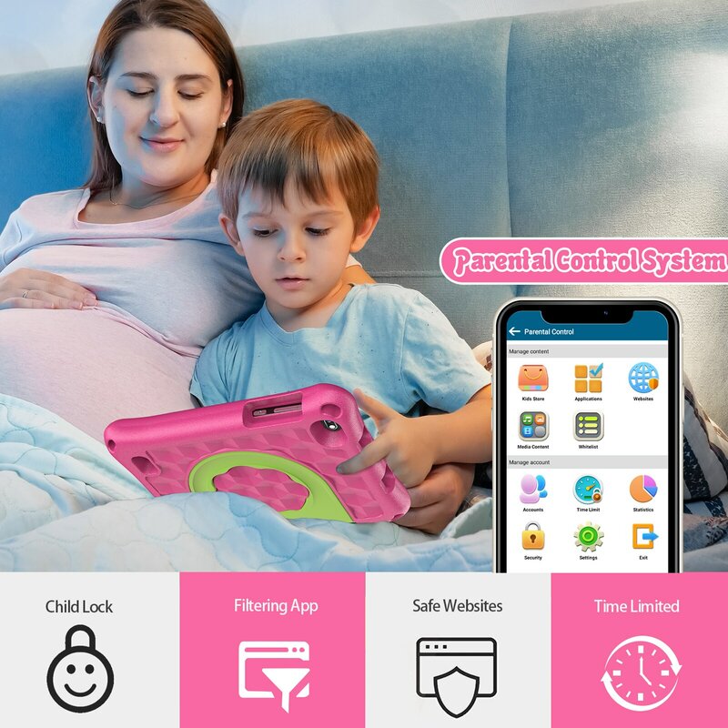 VASOUN Kids Tablet 7 Inch Android 11, 2GB RAM 32GB opslag met WiFi Dual Camera, Ouderlijk toezicht modus, Google Playstore