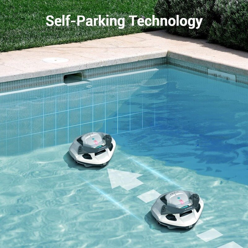 Sem fio Piscina Vacuum Robot, indicador LED, ideal para piscinas acima, até 850 Sq.Ft, dura 90 Mins, branco