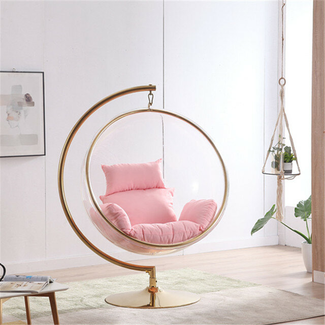 Прозрачное Кресло-планер с пузырями, одинарные кресла-подставки для внутреннего балкона, кресло-качалка с подвижным креслом