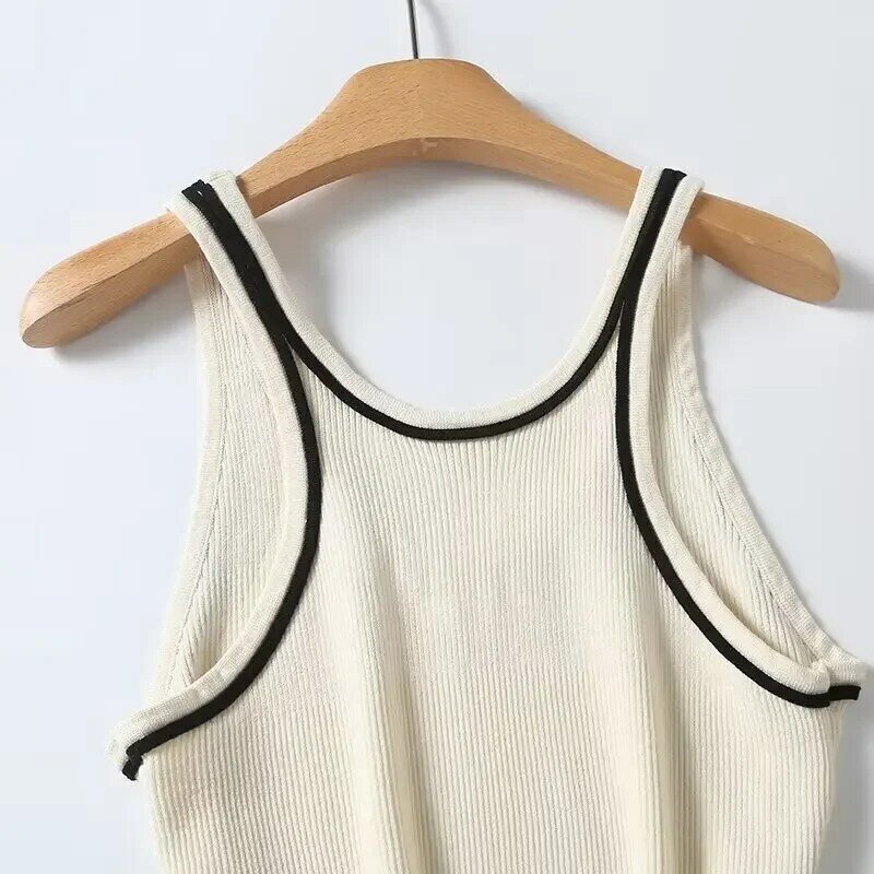 Women's Spring 2024 New Fashion Joker-based Slim Knit Short Vest Retro Sleeveless Camisole Chic Top