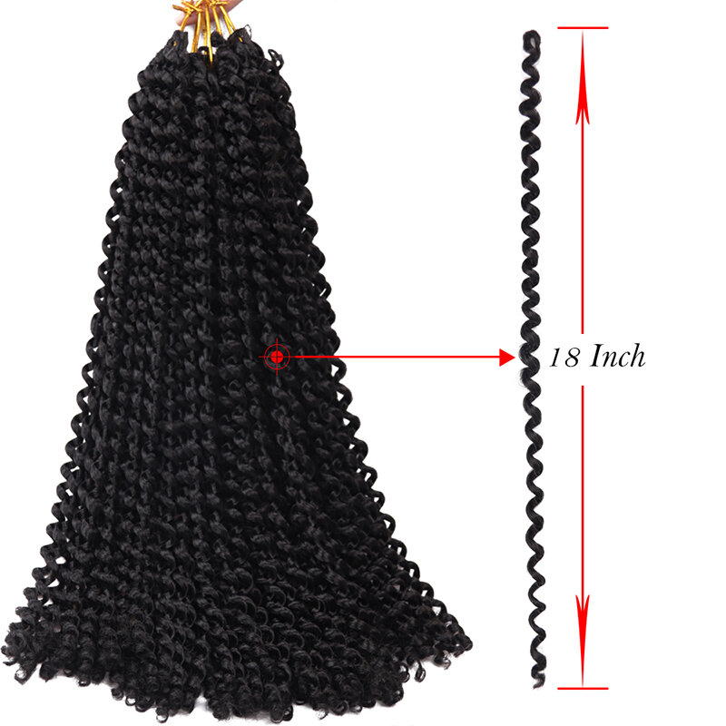 黒の女性のための水の波状のかぎ針編みの髪、事前ループ付き、かぎ針編みの編みのストランド、情熱のツイスト、18インチ