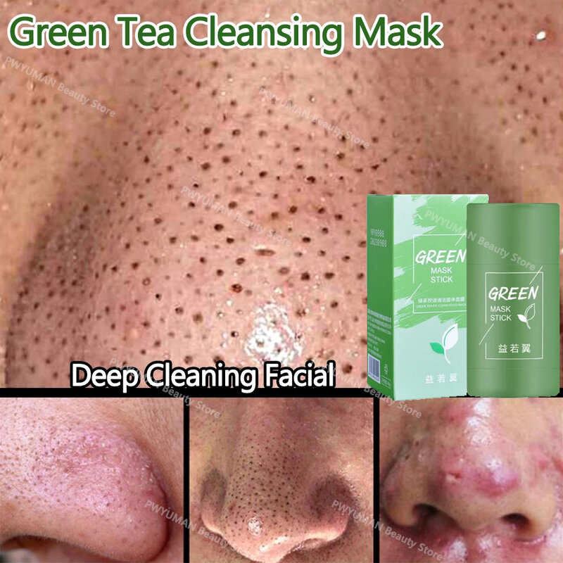 Máscara de limpeza para cravo, tratamento facial, acne, poros encolhíveis, cuidados com a pele coreano, chá verde sólido, original, 40g