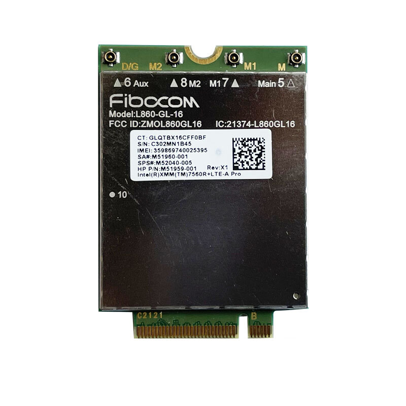 Fibocom HP 노트북용 M52040-005 L860-GL WWAN 카드, L860-GL-16 LTE Cat16 M.2 모듈, 인텔 XM7560R + LTE-A 프로 칩베스트
